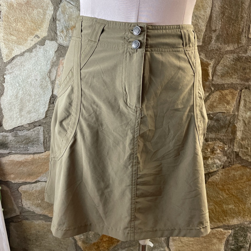 Exofficio Tan A-Line Skirt with Button Detail